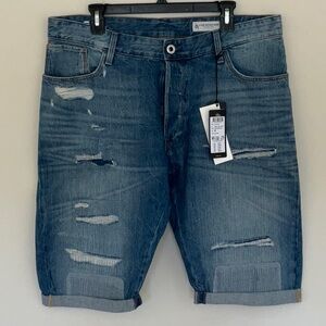 NWT Men's G-Star Raw ARC 3D Straight Blue Distressed Denim Shorts